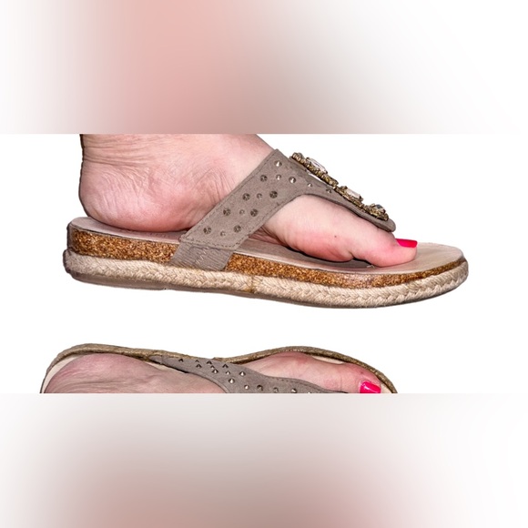 RESTRICTED rhinestone bling cork espadrille sandal women’s shoe size 9 - Picture 7 of 17